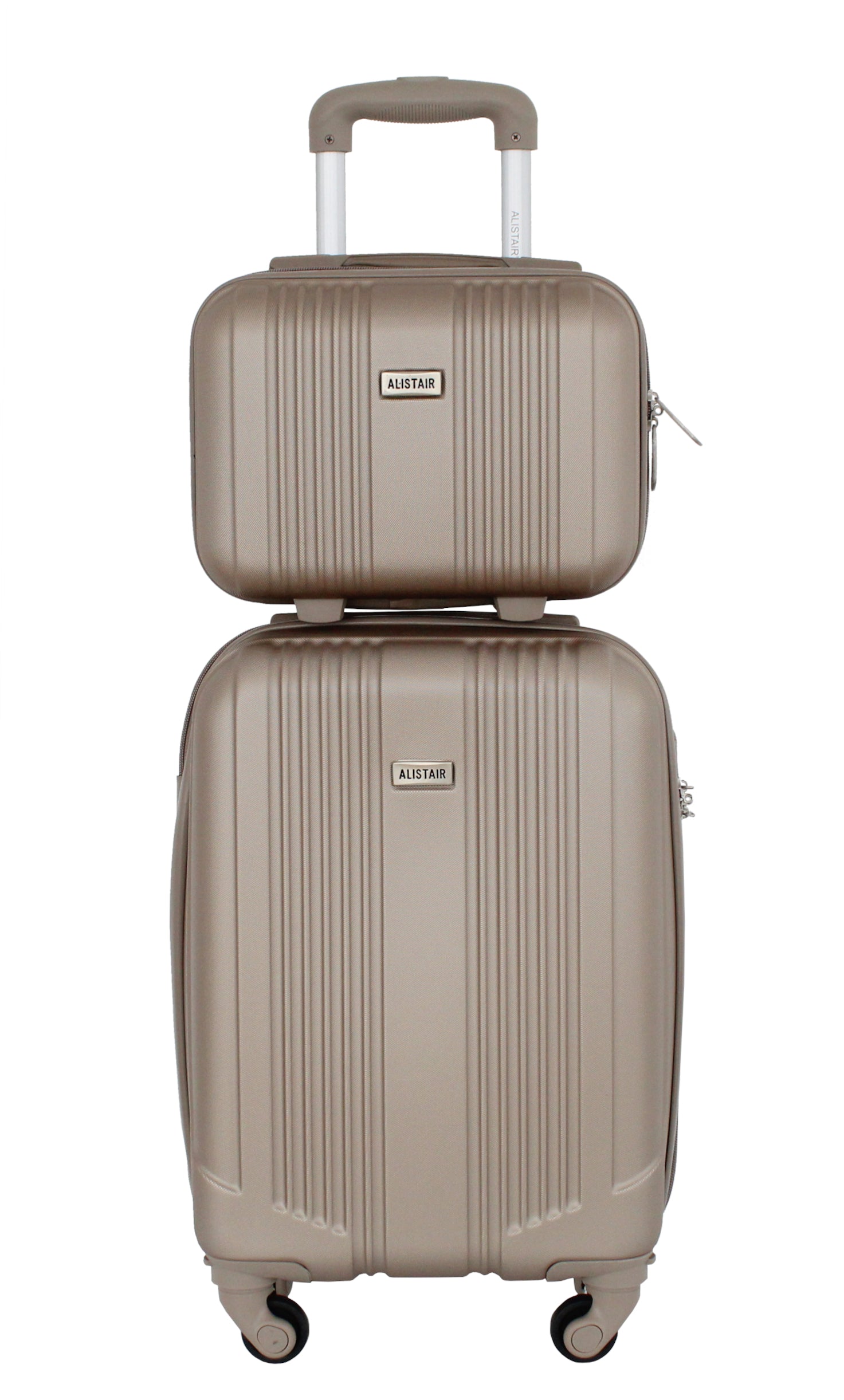 Valise cabine 52cm et Vanity Alistair - Collection Airo 2.0 - 4 roues - ABS ultra résistant - Champagne