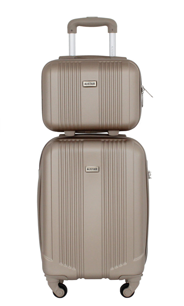 Valise cabine 52cm et Vanity Alistair - Collection Airo 2.0 - 4 roues - ABS ultra résistant - Champagne