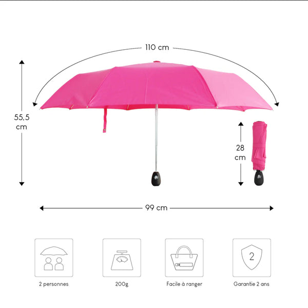 Parapluie automatique compact et résistant - Anti vent et retournement - ALISTAIR - Marque française garantie 1 an