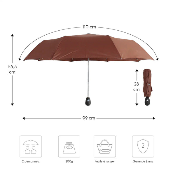 Parapluie automatique compact et résistant - Anti vent et retournement - ALISTAIR - Marque française garantie 1 an