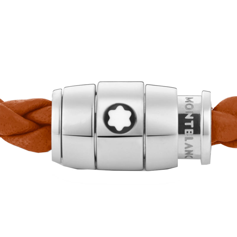 Bracelet Montblanc Meisterstück à 3 anneaux  en acier et en cuir rouille
