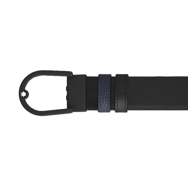 Ceinture Montblanc réversible boucle fer à cheval de 35 mm en cuir bleu nuit/noir