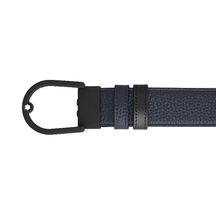 Ceinture Montblanc réversible boucle fer à cheval de 35 mm en cuir bleu nuit/noir