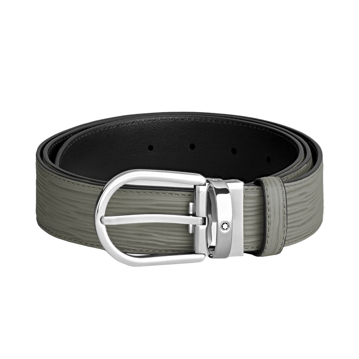 Ceinture à boucle fer à cheval de 35 mm en cuir gris moyen