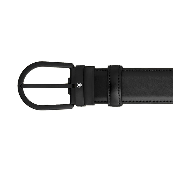 Ceinture à boucle fer à cheval de 35 mm en cuir noir