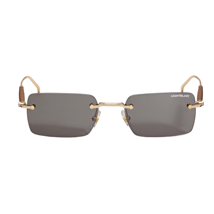 Lunettes de soleil Montblanc carrées à monture métallique dorée