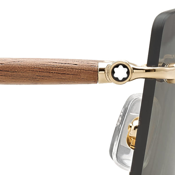 Lunettes de soleil Montblanc carrées à monture métallique dorée