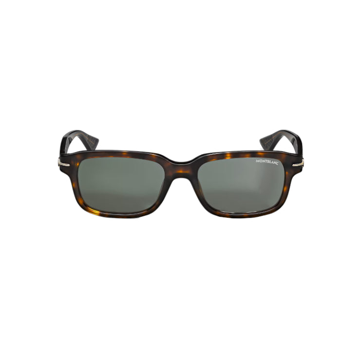 Lunettes de soleil Montblanc rectangulaires avec monture en acétate havane