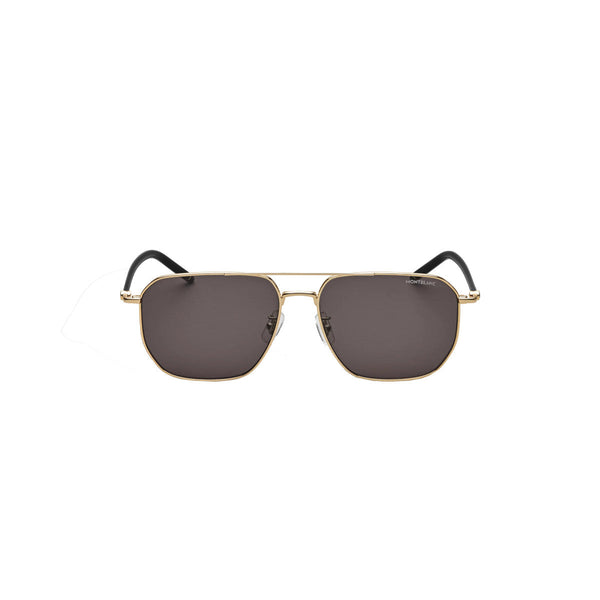 Lunettes de soleil carrées à monture métallique dorée