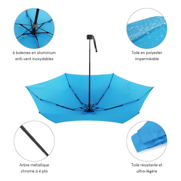 Parapluie ultra compact et résistant - Anti vent et retournement - ALISTAIR - Marque française garantie 1 an