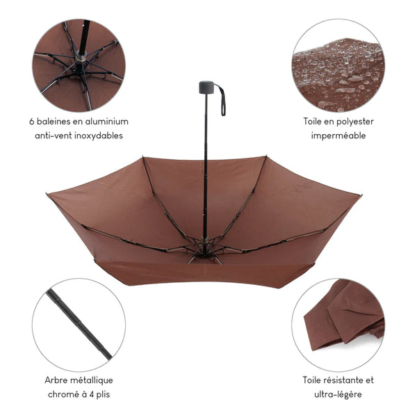 Parapluie ultra compact et résistant - Anti vent et retournement - ALISTAIR - Marque française garantie 1 an