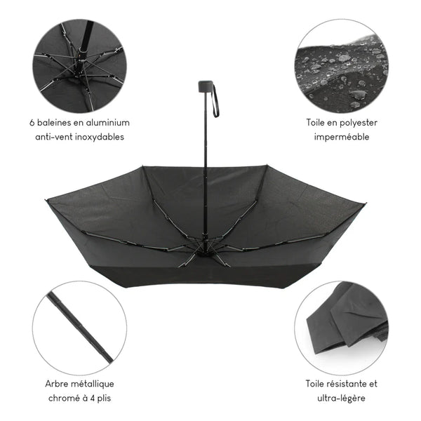 Parapluie ultra compact et résistant - Anti vent et retournement - ALISTAIR - Marque française garantie 1 an
