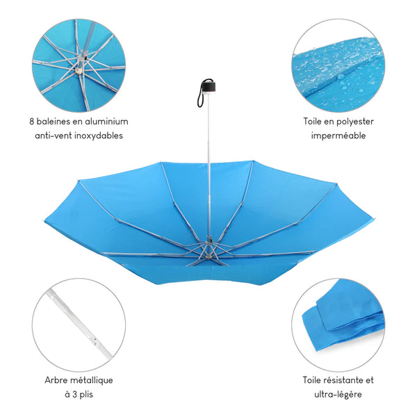 Parapluie ultra compact et résistant - Anti vent et retournement - ALISTAIR - Marque française garantie 1 an