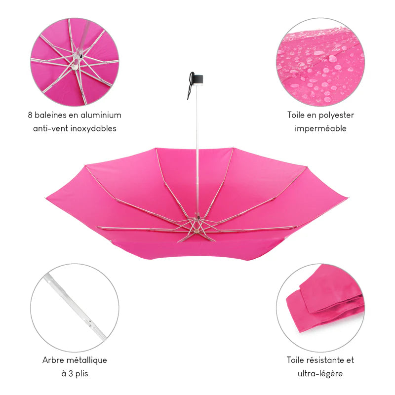 Parapluie ultra compact et résistant - Anti vent et retournement - ALISTAIR - Marque française garantie 1 an