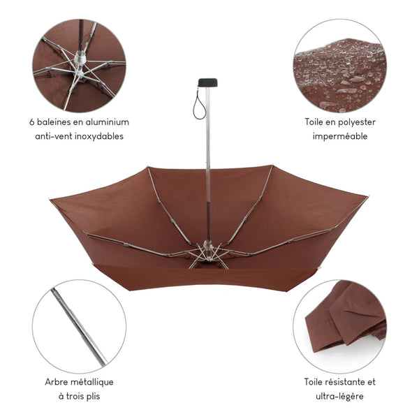 Parapluie ultra compact et résistant - Anti vent et retournement - ALISTAIR - Marque française garantie 1 an