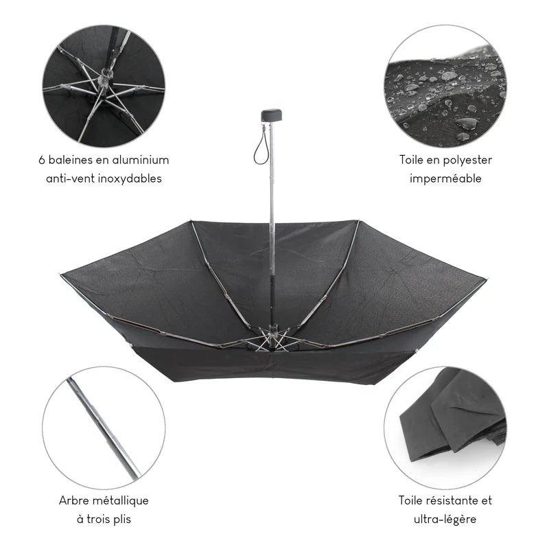 Parapluie ultra compact et résistant - Anti vent et retournement - ALISTAIR - Marque française garantie 1 an