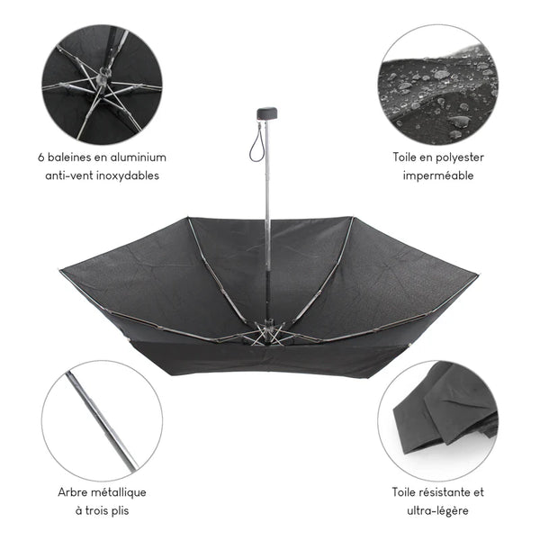 Parapluie ultra compact et résistant - Anti vent et retournement - ALISTAIR - Marque française garantie 1 an