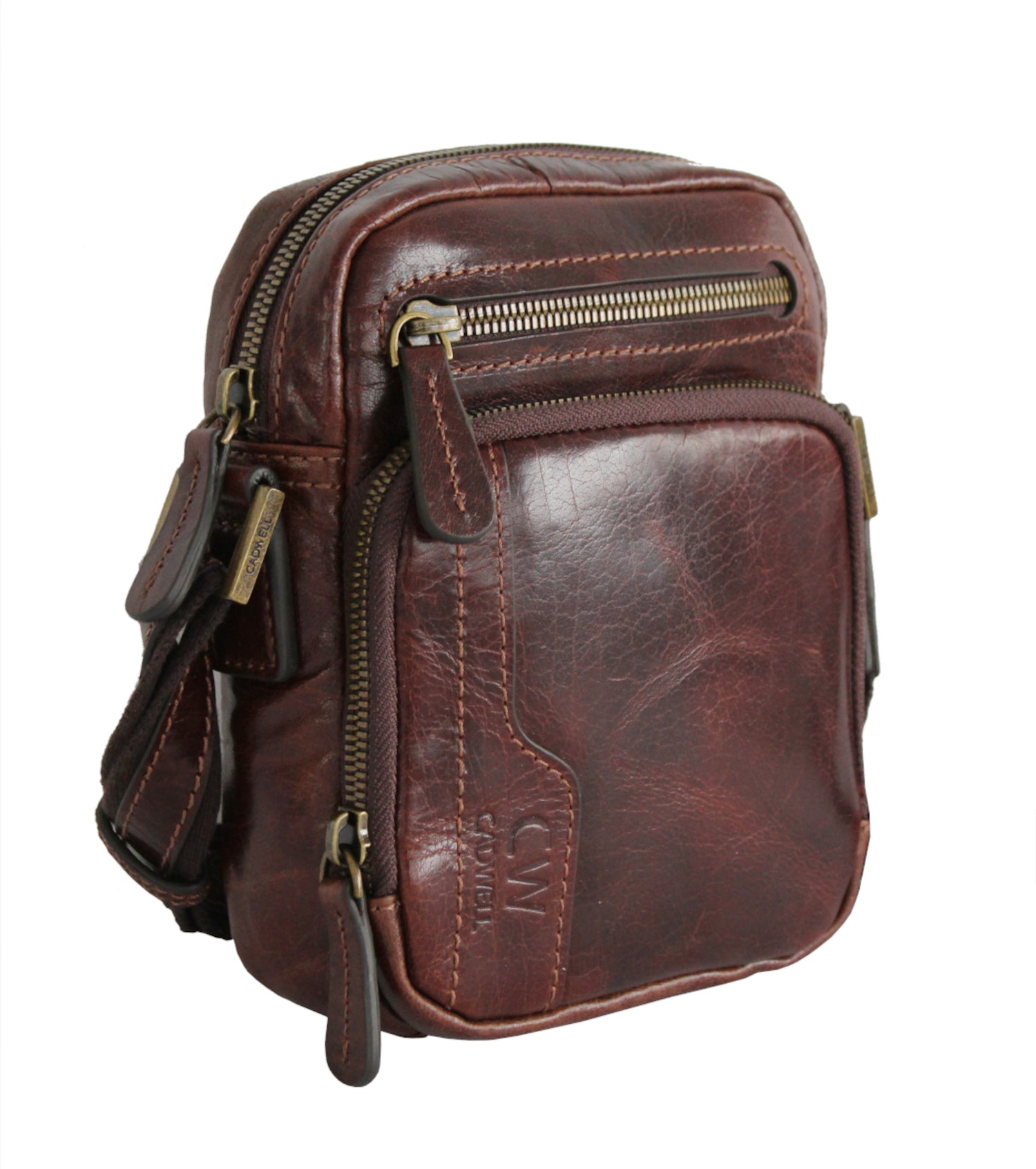 Petite Sacoche Cadwell 100 % Cuir de vachette – Marron