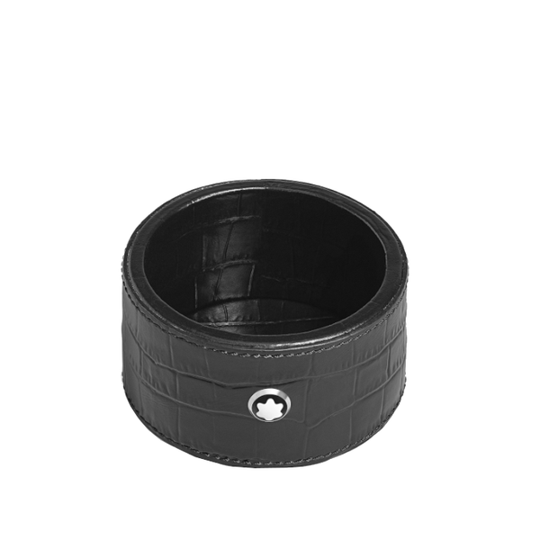 Plateau de bureau Montblanc rond petit format en cuir embossé croco