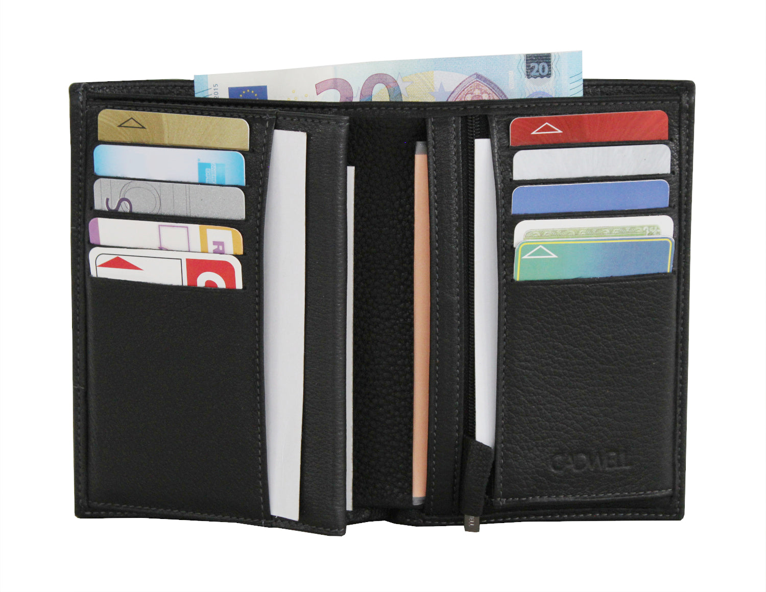 Portefeuille Homme 100% Cuir de Vachette - Noir - 12 Cartes – Noir