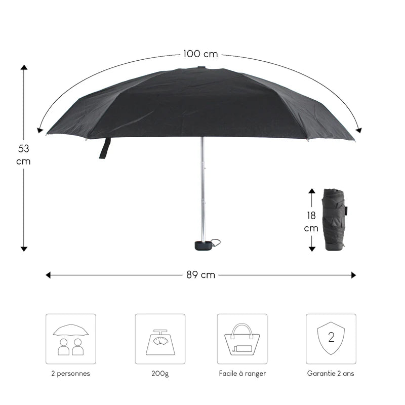 Parapluie ultra compact et résistant - Anti vent et retournement - ALISTAIR - Marque française garantie 1 an