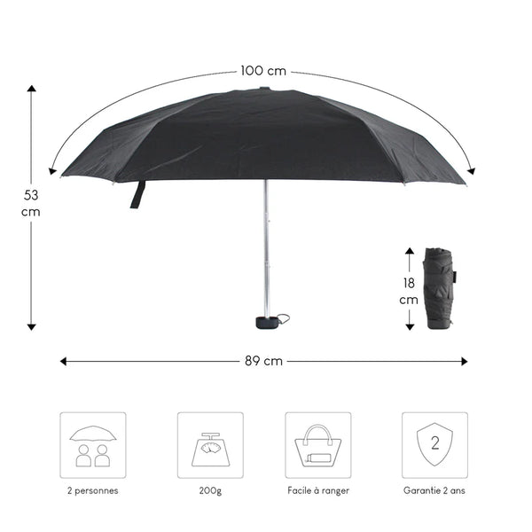 Parapluie ultra compact et résistant - Anti vent et retournement - ALISTAIR - Marque française garantie 1 an