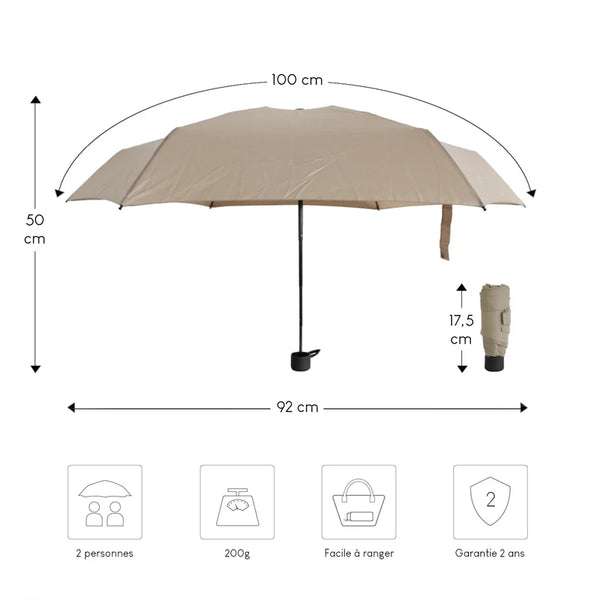 Parapluie ultra compact et résistant - Anti vent et retournement - ALISTAIR - Marque française garantie 1 an