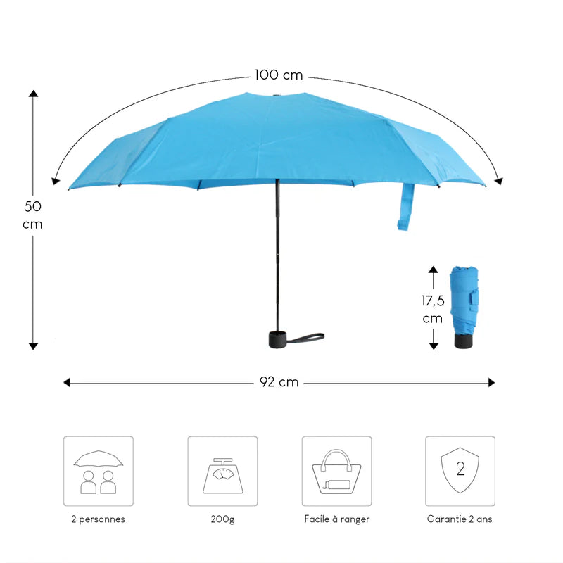 Parapluie ultra compact et résistant - Anti vent et retournement - ALISTAIR - Marque française garantie 1 an