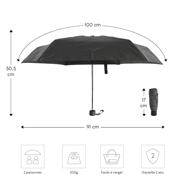 Parapluie ultra compact et résistant - Anti vent et retournement - ALISTAIR - Marque française garantie 1 an