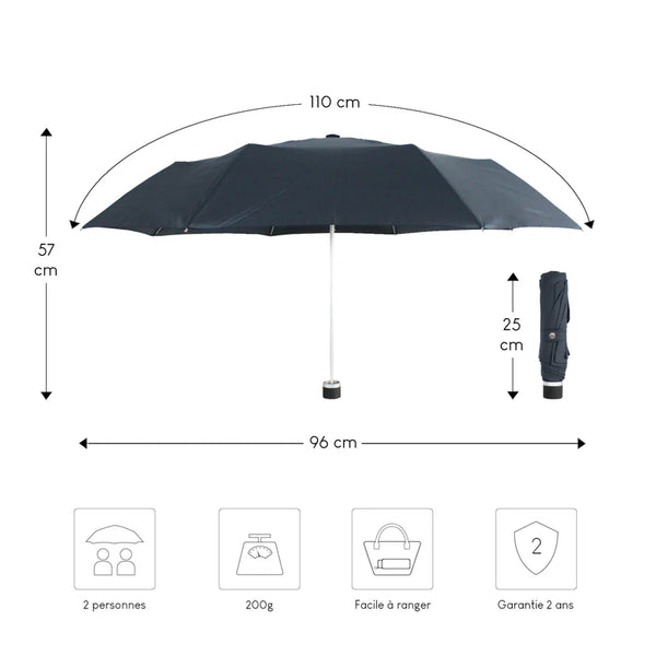 Parapluie ultra compact et résistant - Anti vent et retournement - ALISTAIR - Marque française garantie 1 an