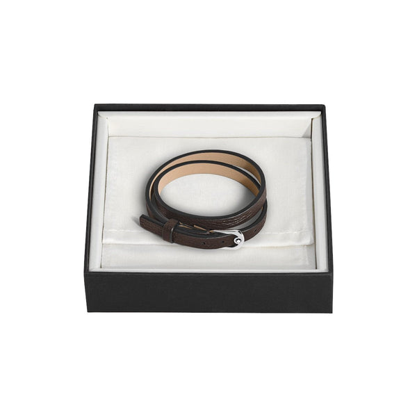 Bracelet hommeMontblancBracelet Montblanc Ajustable Horseshoe en cuir grainé Ebène