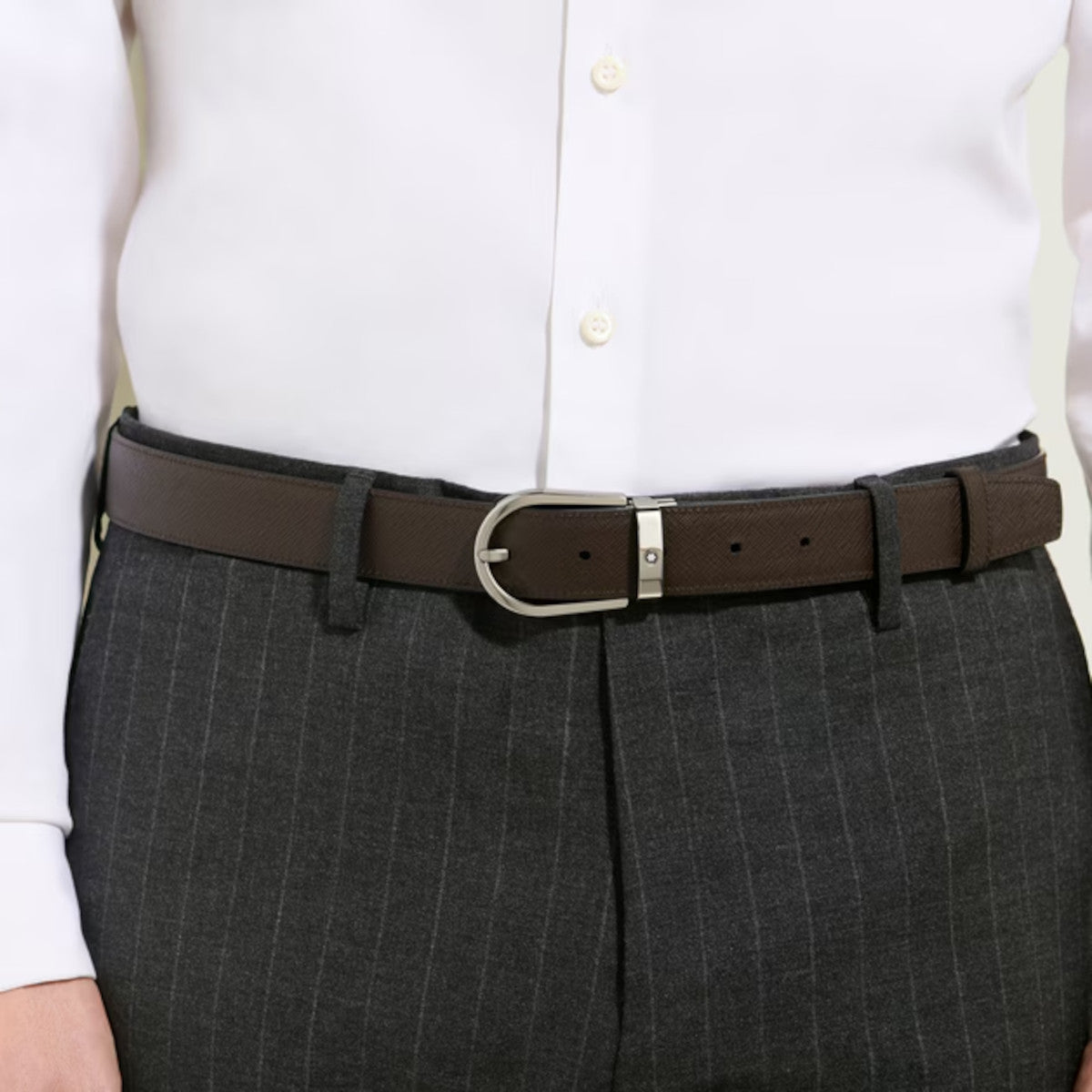 Ceinture hommeMontblancCeinture Réversible Montblanc Fer à Cheval 30 mm en Cuir Sartorial