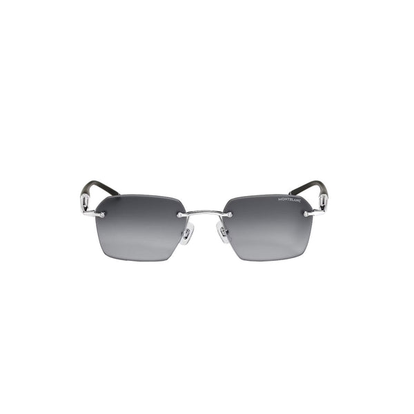 Lunettes de soleilMontblancLunettes de Soleil Rectangulaires Montblanc à Monture Métal Argenté