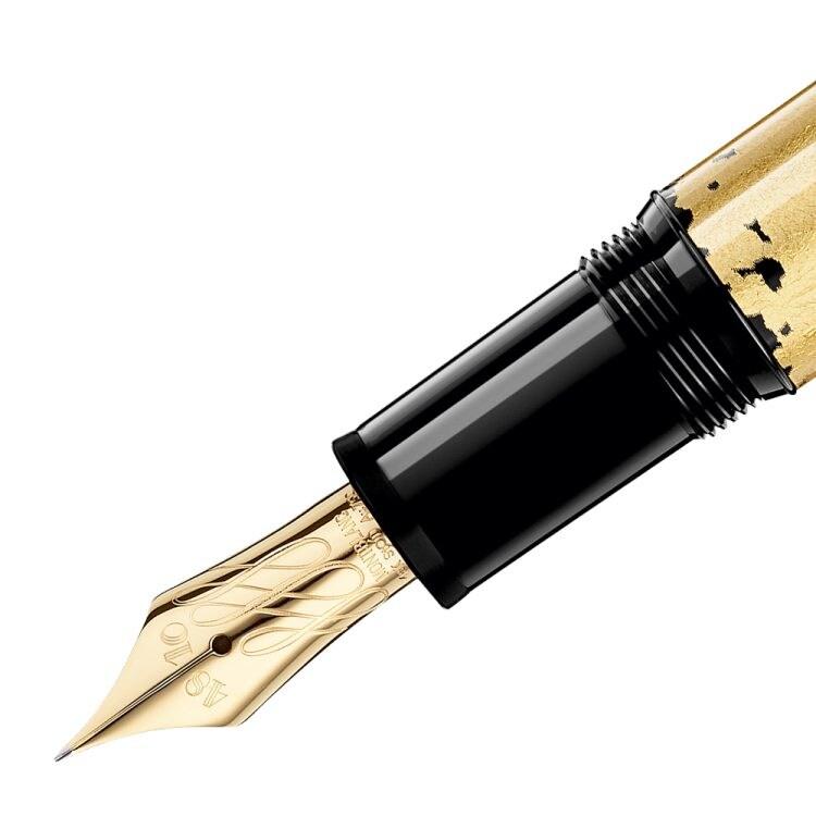 Stylo plume Meisterstück Solitaire motif feuille d'or, plume flexible - Boutique-Officielle-Montblanc-Cannes