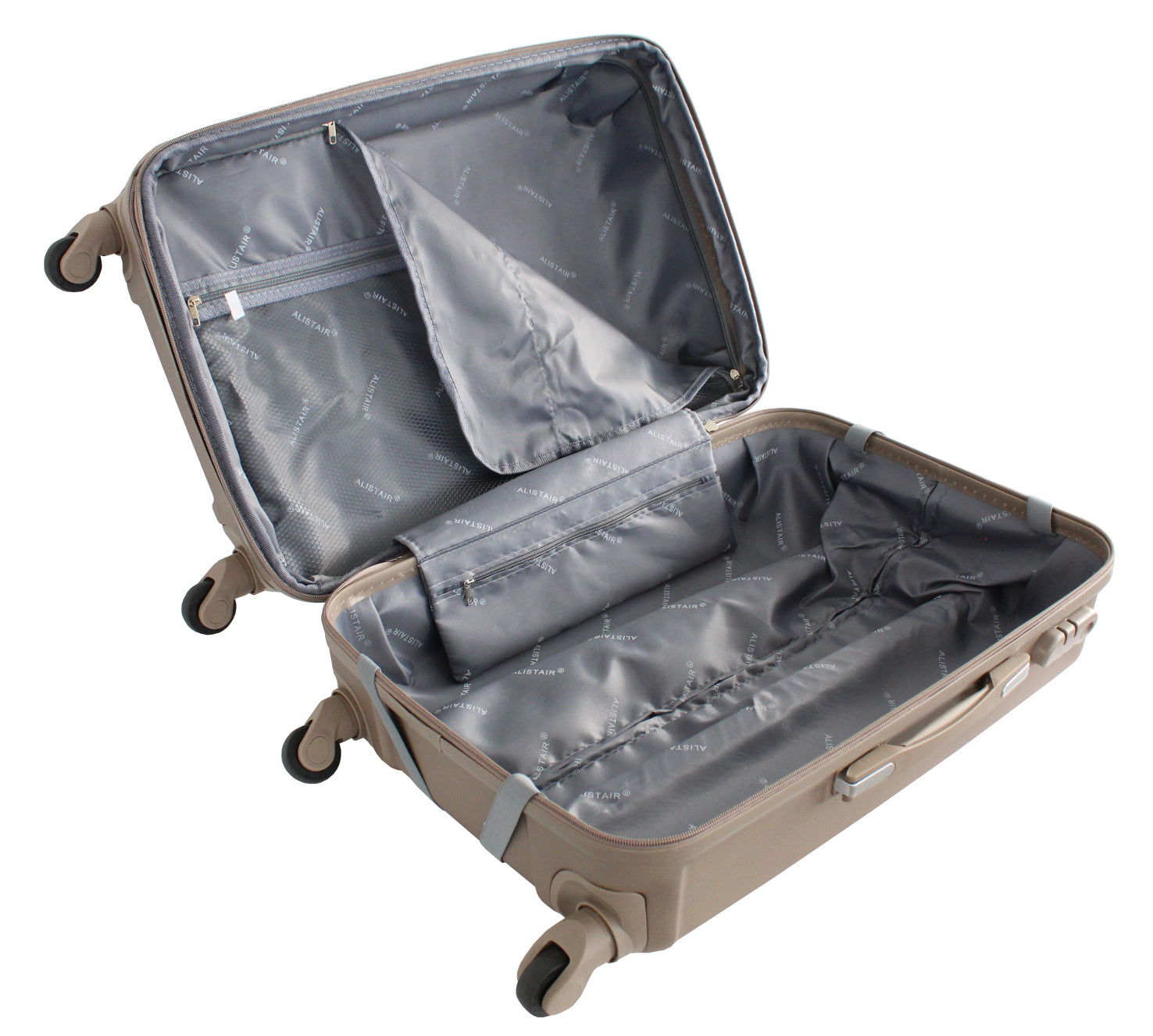 Valise cabine 55 cm et Vanity S Alistair - Collection Iron - 4 roues - ABS ultra résistant - Champagne