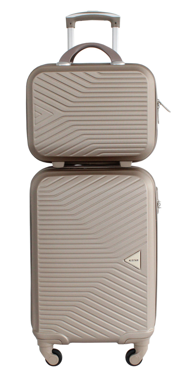Valise cabine 55 cm et Vanity S Alistair - Collection Iron - 4 roues - ABS ultra résistant - Champagne