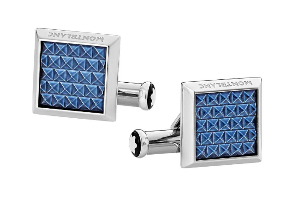 Boutons de manchette MontBlanc Meisterstück à motifs bleus - Boutique-Officielle-Montblanc-Cannes