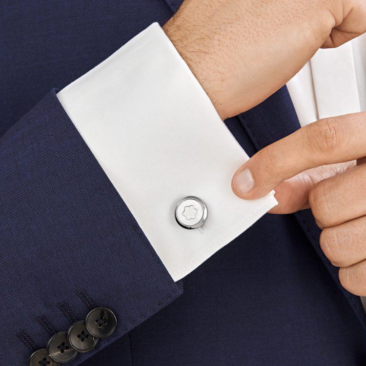 Boutons de manchette Starwalker ronds en acier inoxydable avec emblème Montblanc - Boutique-Officielle-Montblanc-Cannes