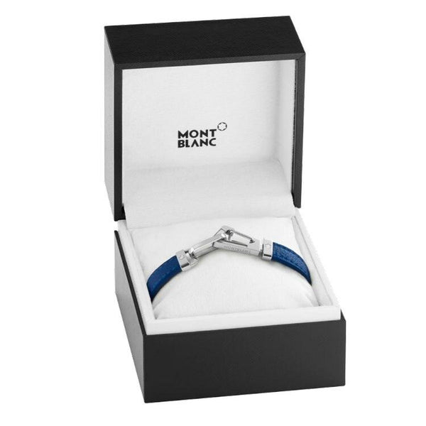 Bracelet Montblanc Wrap Me en cuir bleu (Taille M) - Boutique-Officielle-Montblanc-Cannes