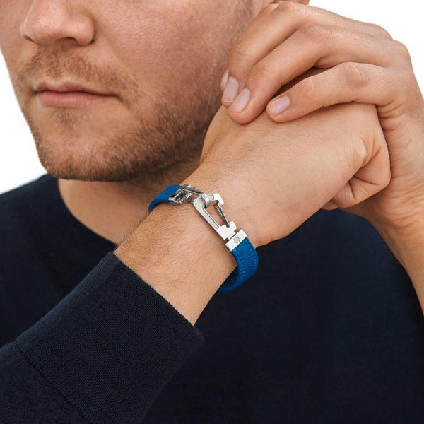Bracelet Montblanc Wrap Me en cuir bleu (Taille M) - Boutique-Officielle-Montblanc-Cannes