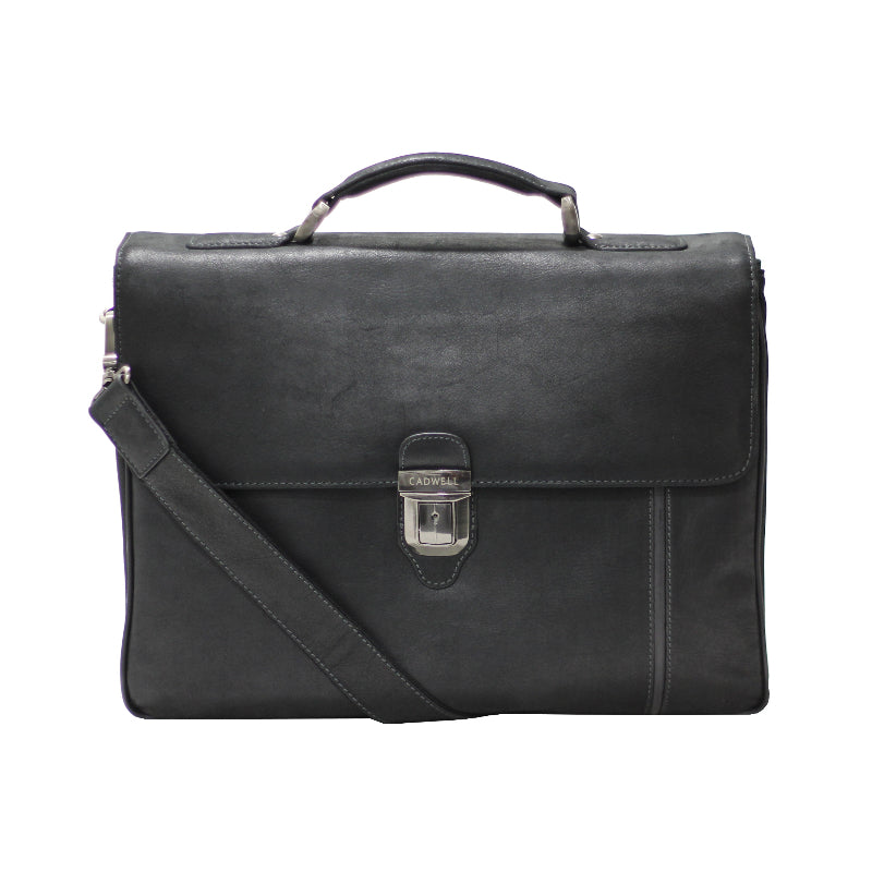 Cartable à rabat 2 soufflets Homme Noir Cadwell