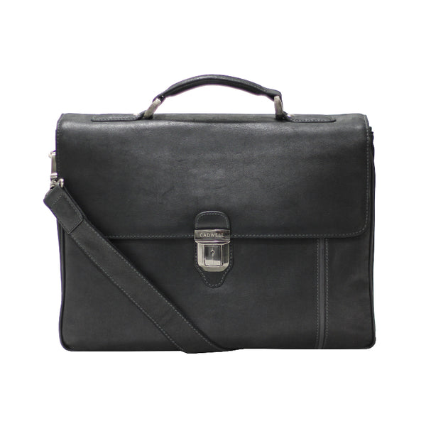 Cartable à rabat 2 soufflets Homme Noir Cadwell