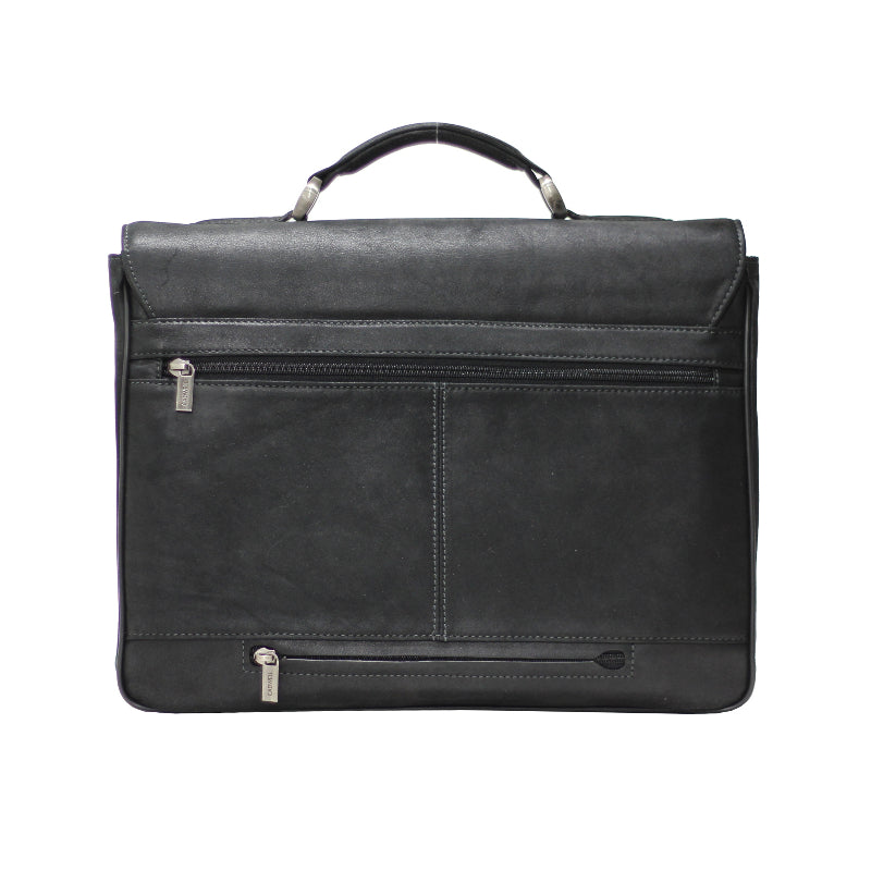 Cartable à rabat 2 soufflets Homme Noir Cadwell