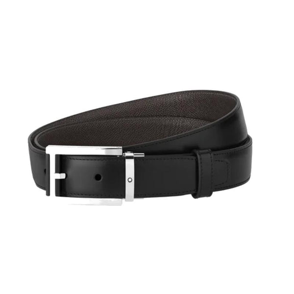Ceinture à boucle ardillon rectangulaire en acier inoxydable et cuir noir