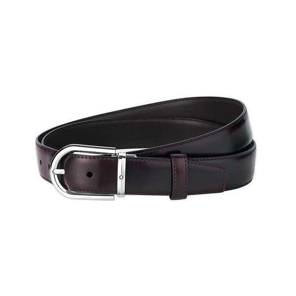 Ceinture à boucle fer à cheval de 30 mm en cuir bordeaux