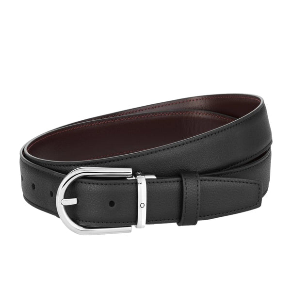 Ceinture réversible à boucle fer à cheval de 30 mm en cuir noir/bordeaux