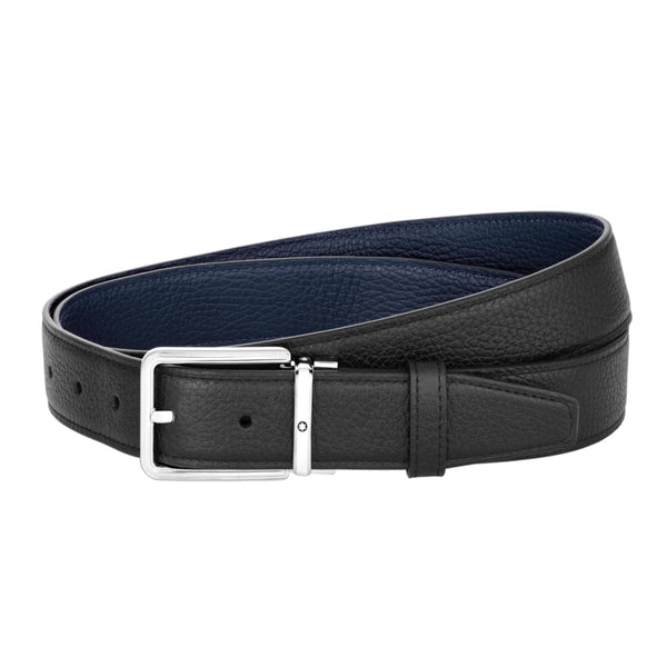Ceinture réversible de 32 mm en cuir noir/bleu