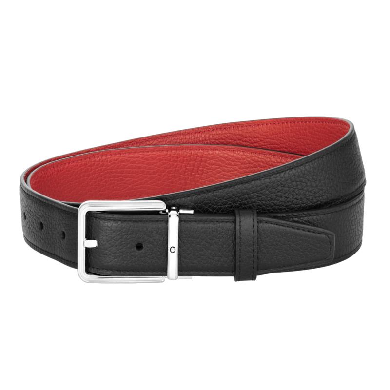 Ceinture réversible de 32 mm en cuir noir/rouge