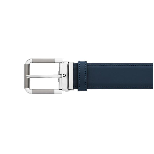Ceinture réversible de 35 mm en cuir noir/bleu