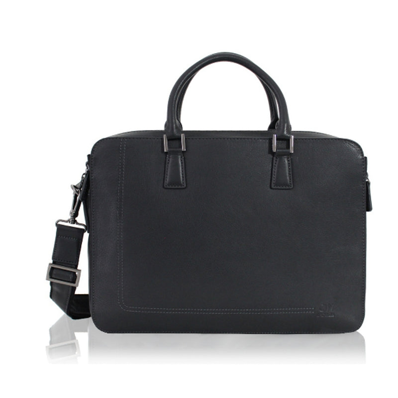 Cartable 2 Soufflets Cadwell 100 % Cuir de vachette – Noir